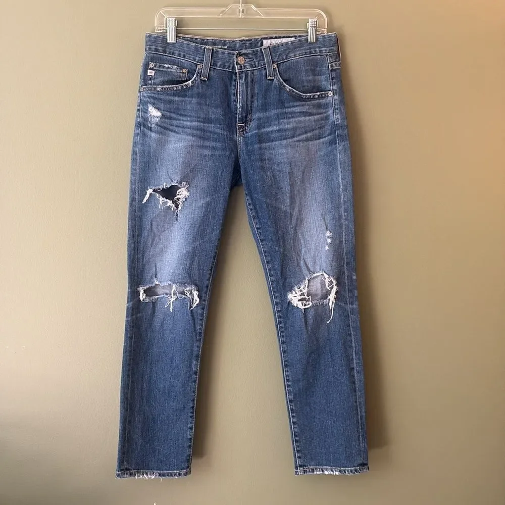 AG Adriano Goldschmied Distressed The Ex Boyfriend Slim Jeans Medium Wash Sz 26R